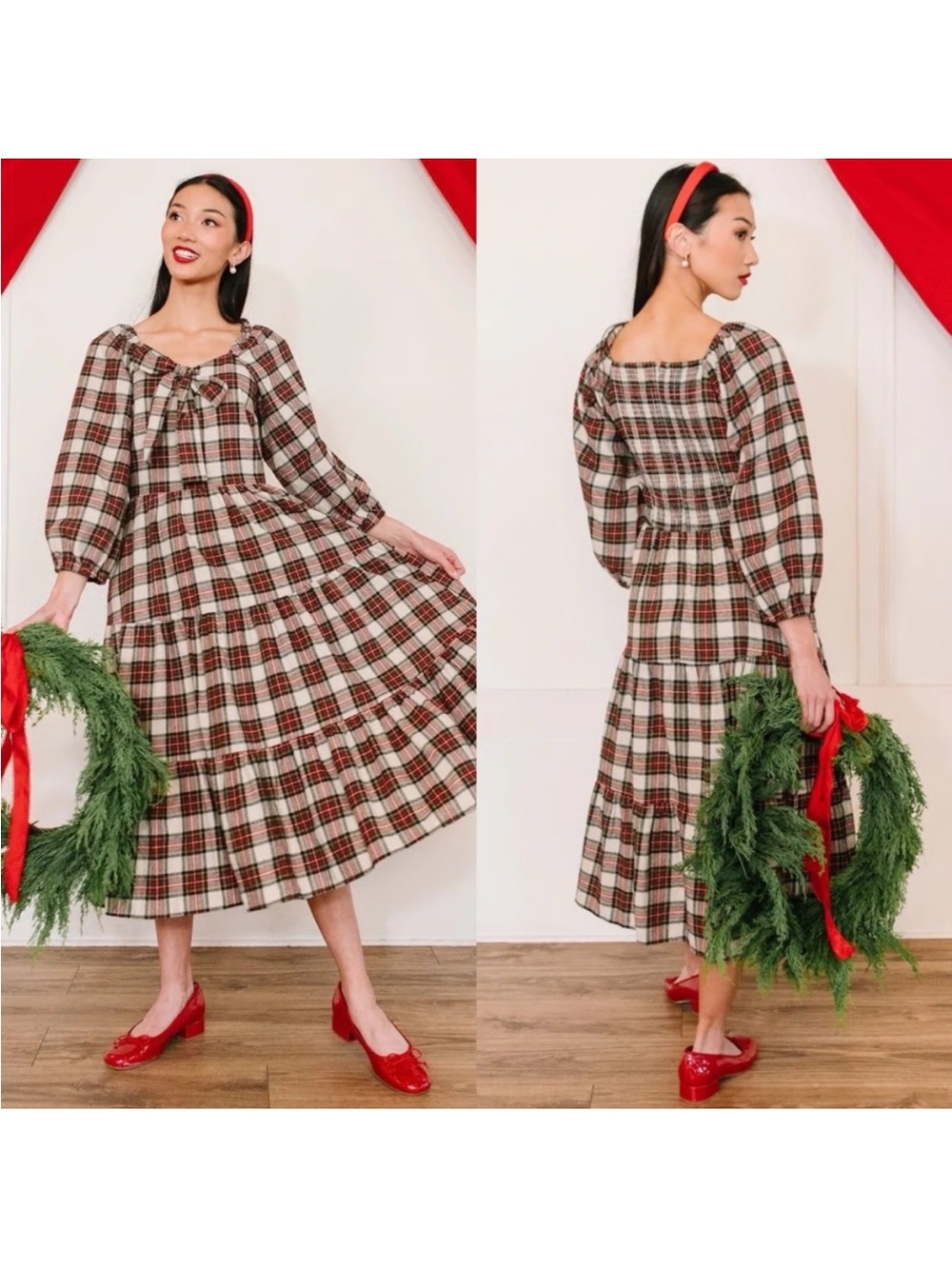 Ivy City Co Merry Dress Holiday Plaid Midi Size 2X NWT New - Picture 3 of 16